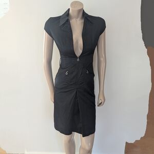 Mexx Black Ruched Tie Front Mini Dress